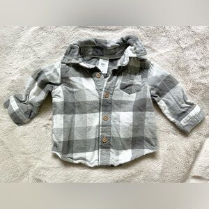 Carter’s Grey Plaid Thermal Button Up 3 Months